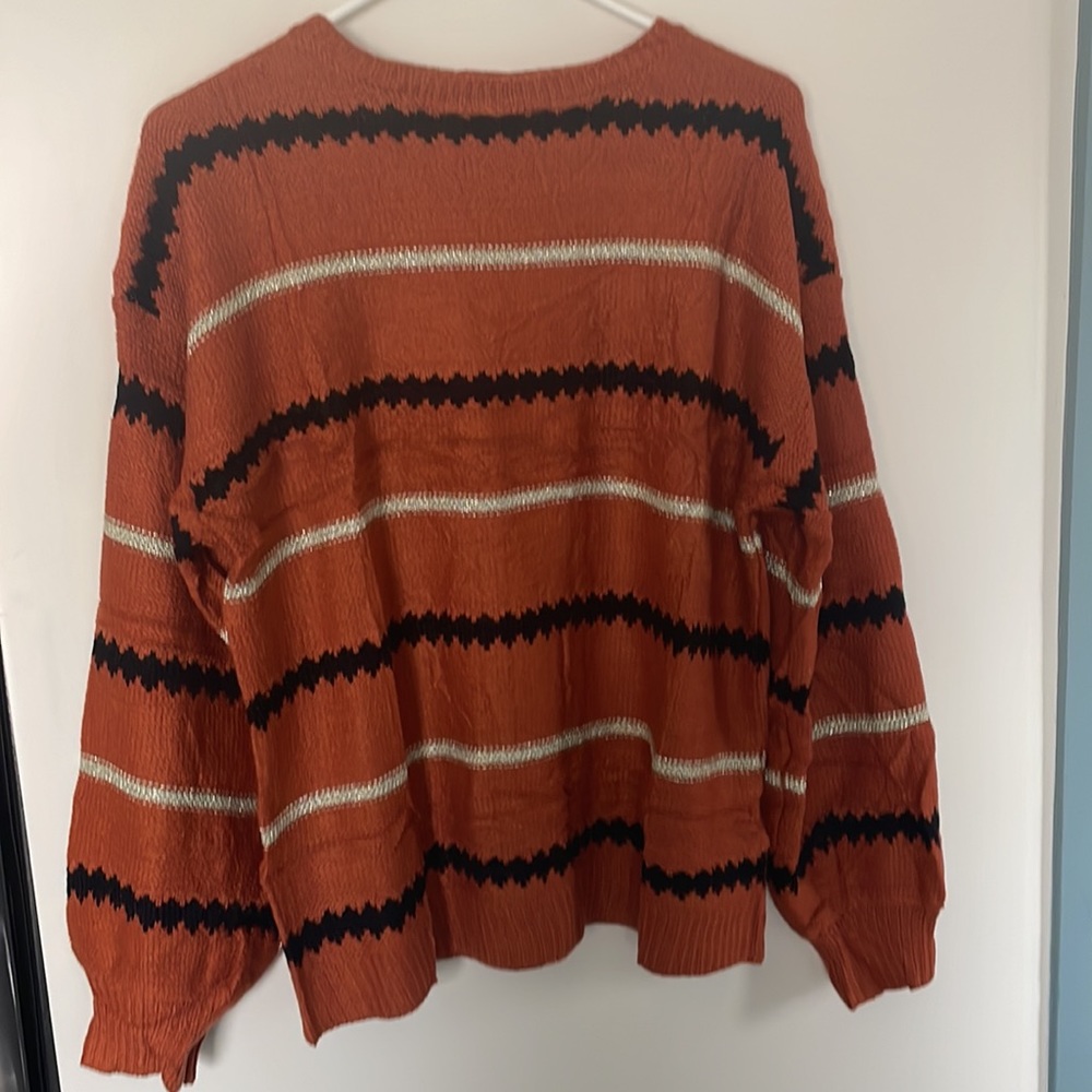 Angashion Womens Sweater - Orange With Stripes - Picture 6 of 7